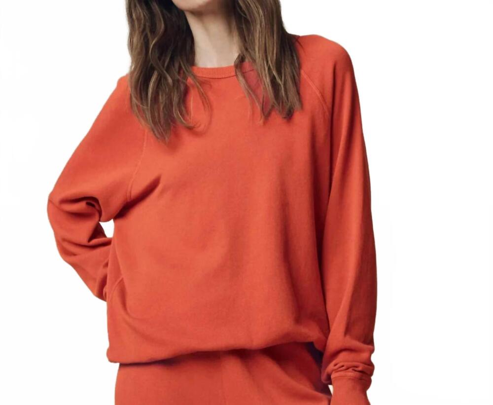 NEW THE GREAT. college crew neck long sleeve sweatshirt in desert clay